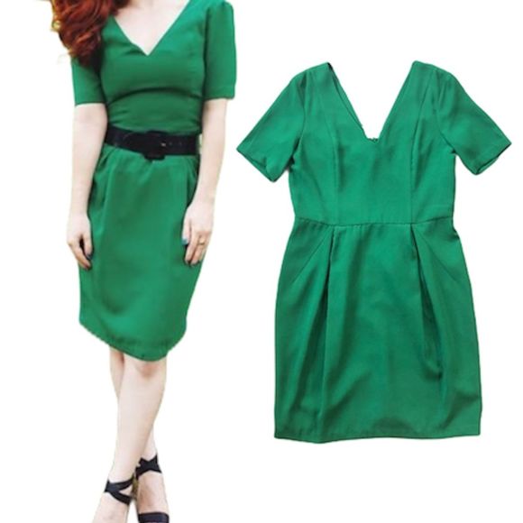 h&m green midi dress